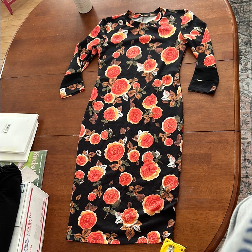 Zara summer body-con dress floral orange small